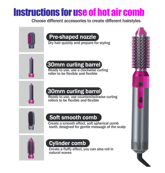 Multi-Functional 5-in-1 Hot Air Styler – One Tool for Every Look