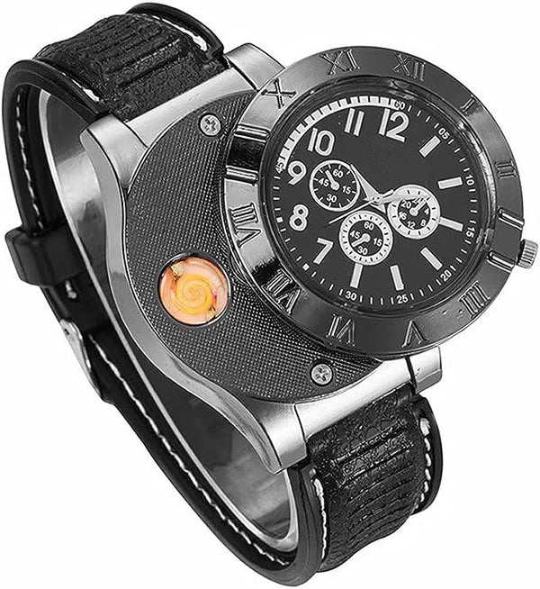Men’s Military USB Lighter Watch – Stylish Timepiece with Built-in Lighter